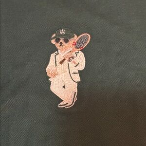 Ralph Lauren Purple Label Green Slim Fit Polo with Embroidered Bear